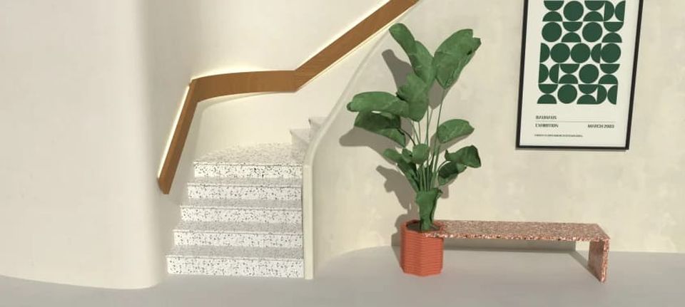 Escalier et banc - Granito terrazzo